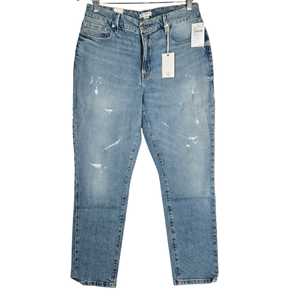 Good American Good Classic Jeans High Rise Skinny Straight Leg Light Wash 8 29
